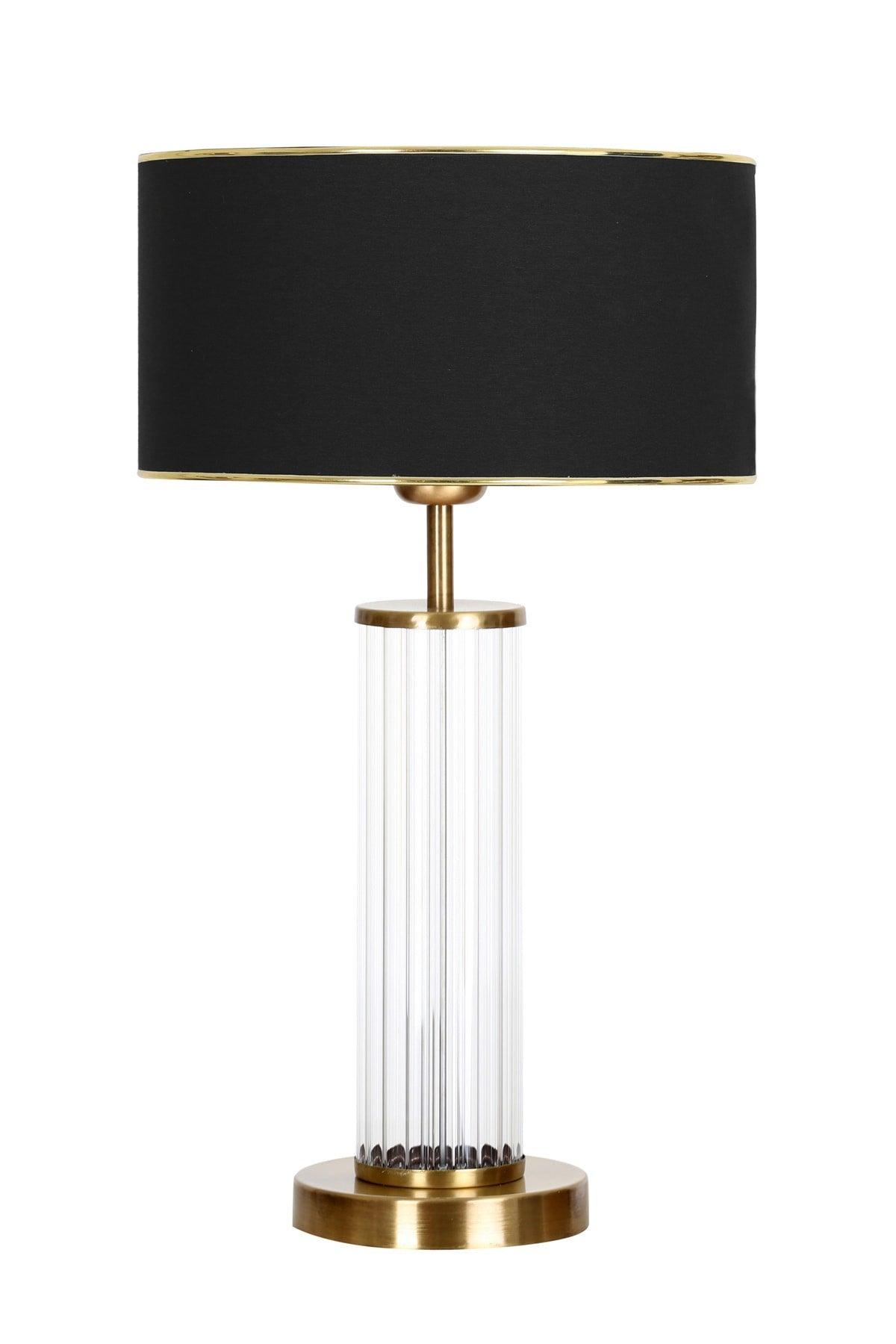 Nuuk Antique Leg Modern Special Design Glass Lampshade - Black with Gold Stripe - Swordslife