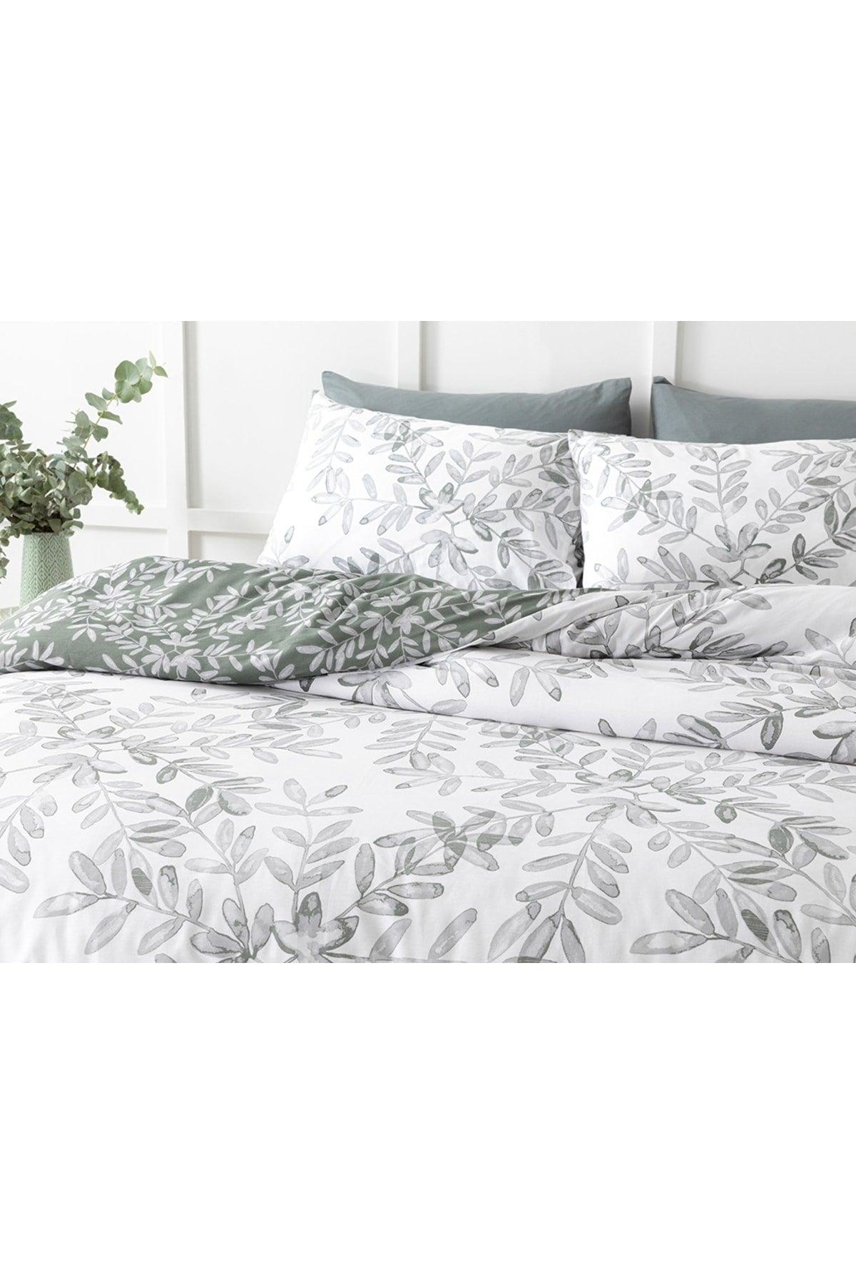 Olive Twig Crepe Single Duvet Cover Set 160x220 Cm Olive Green - Swordslife