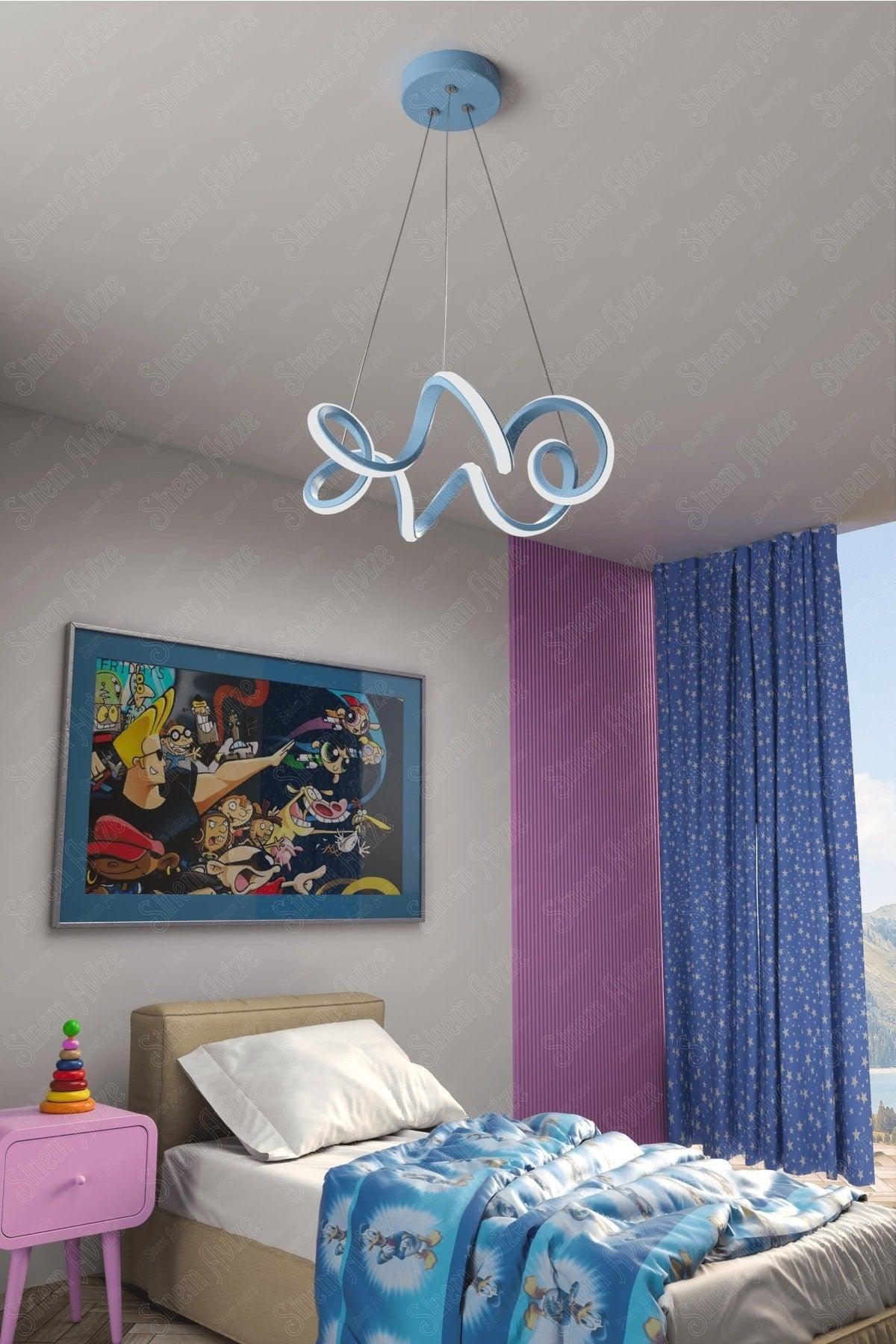 Olivia Blue Modern White Led Chandelier Young Children's Room Chandelier - Swordslife