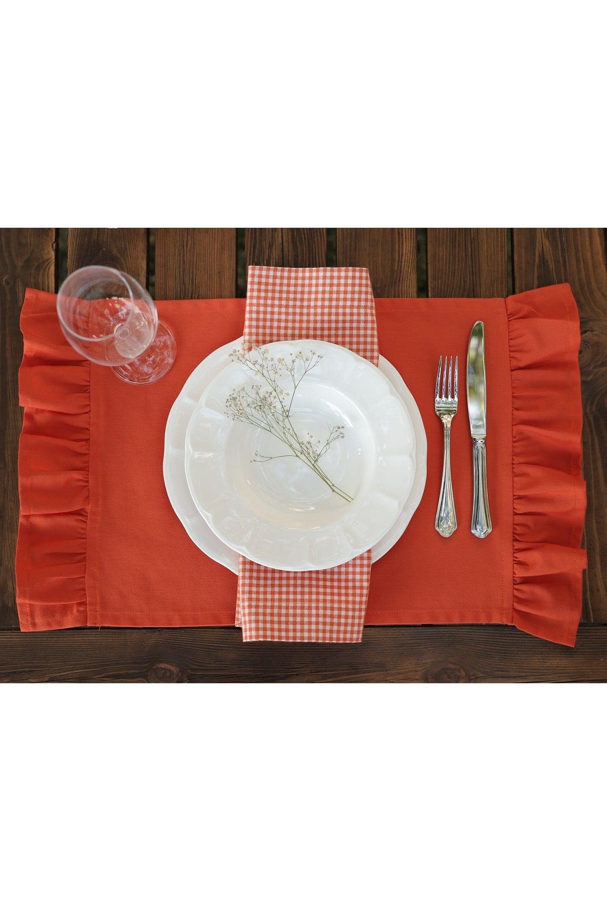 Orange Frilly Placemat (4 Pieces 35 X 60 Cm) - Swordslife