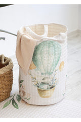 Organic Cotton Baby Toy And Laundry Basket - Flying Balloon And Rabbit Themed - Swordslife