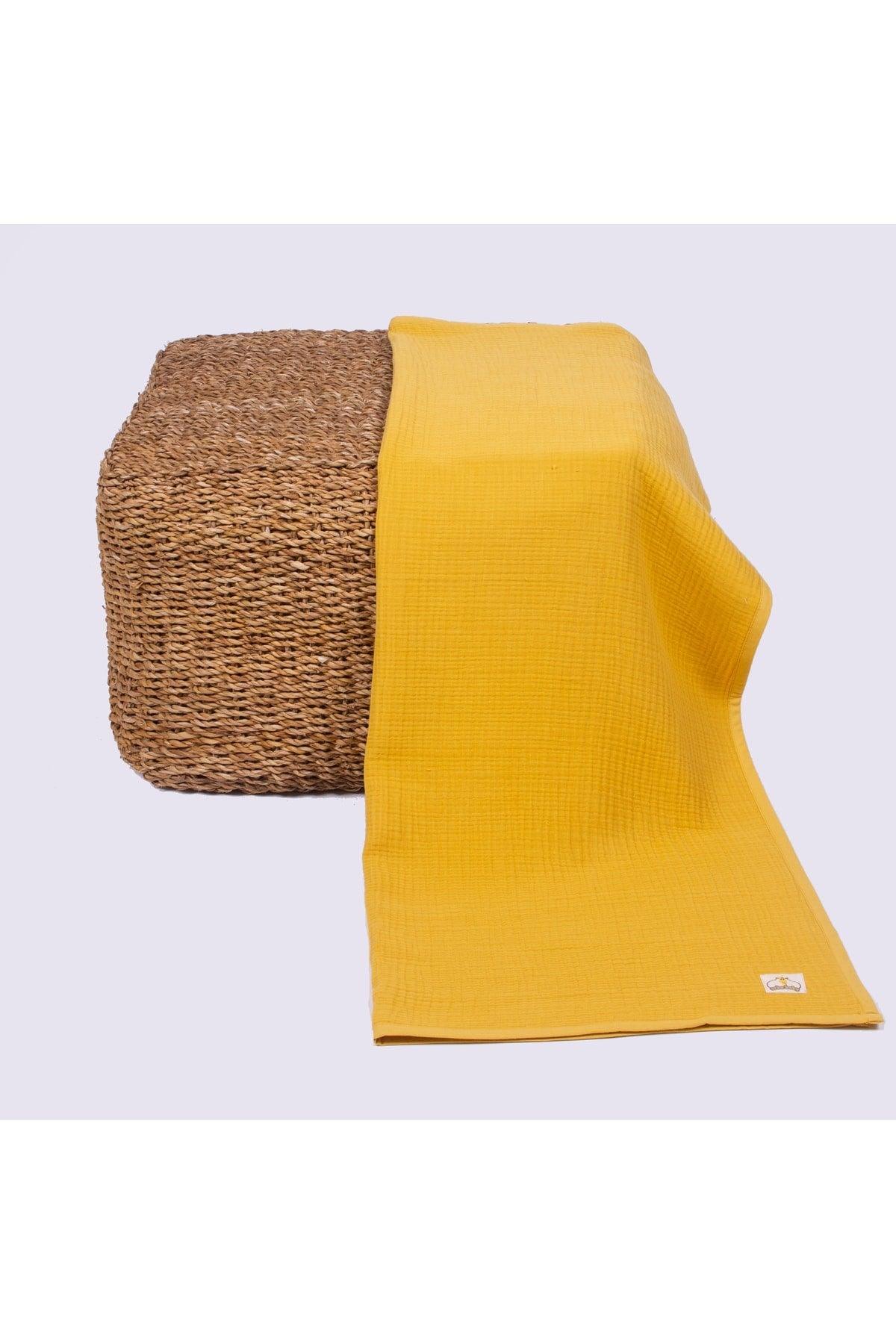 Organic Cotton 4-Ply Solid Color Muslin Baby Blanket - Mustard Color - Swordslife