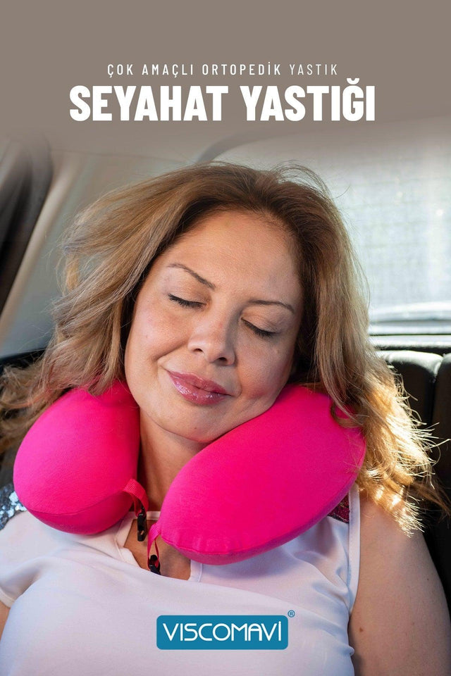 Orthopedic Visco Travel Pillow Neck Pillow Visco Pillow Neck Collar Pink - Swordslife