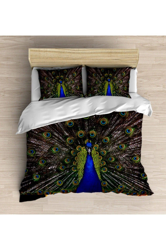 Osso Blue Green Peacock 3d Patterned Double Duvet Cover Set - Swordslife