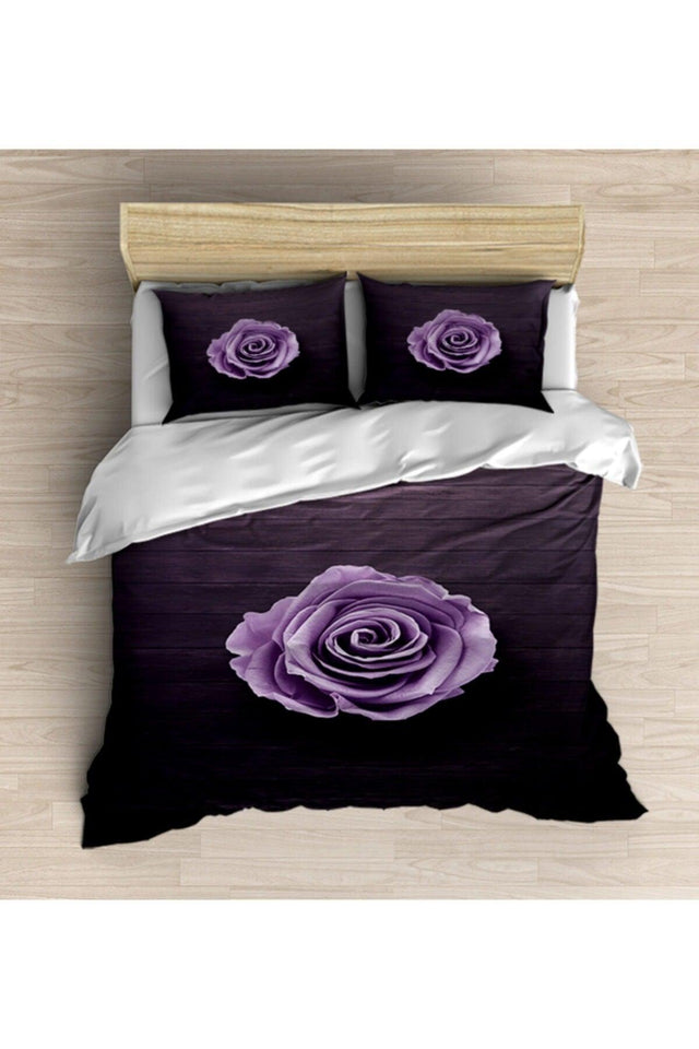 Osso Purple Rose Wood Board 3d Patterned Double Duvet Cover Set - Swordslife