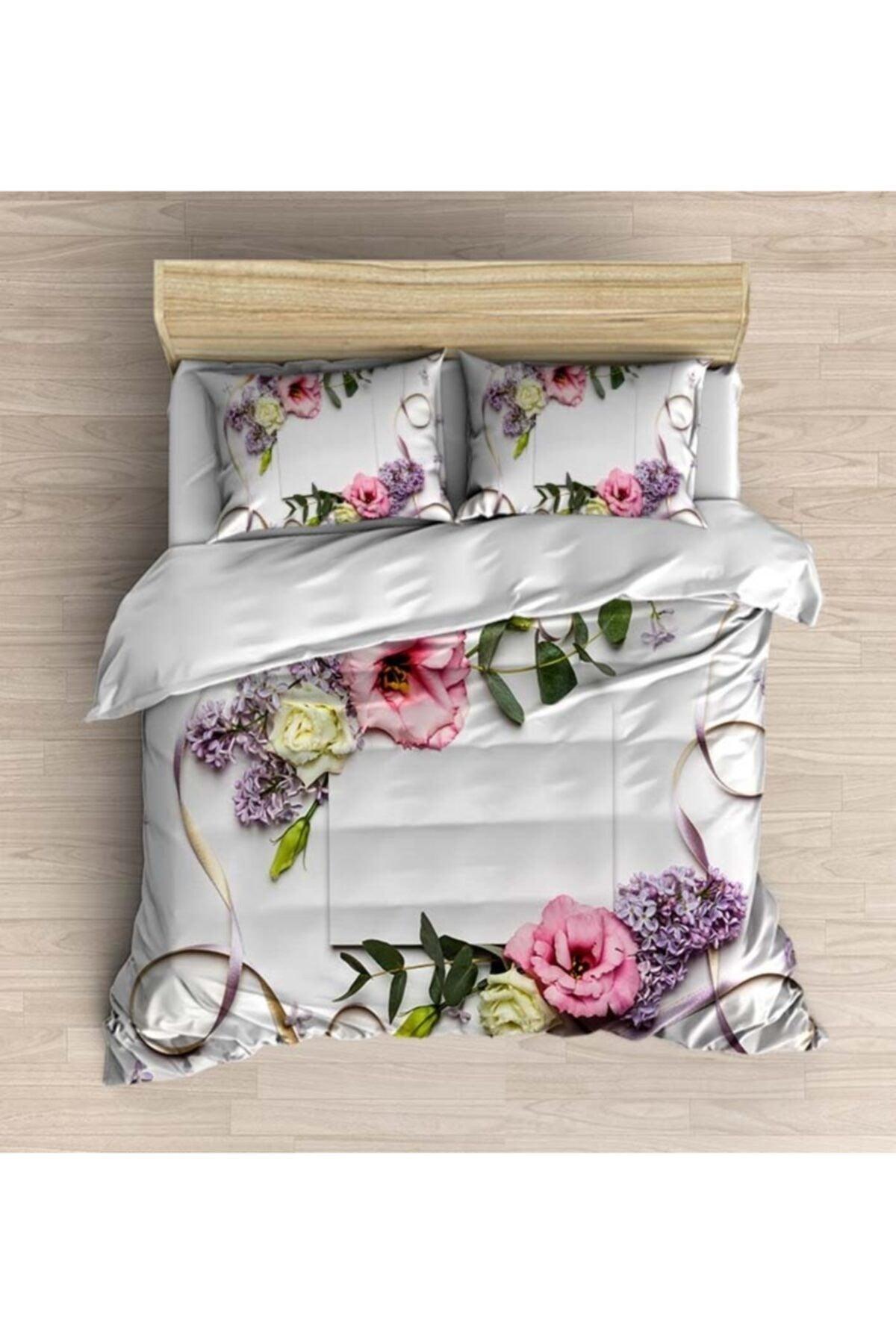 Osso Purple Pink Floral Lavender Patterned Modern Double Duvet Cover Set - Swordslife