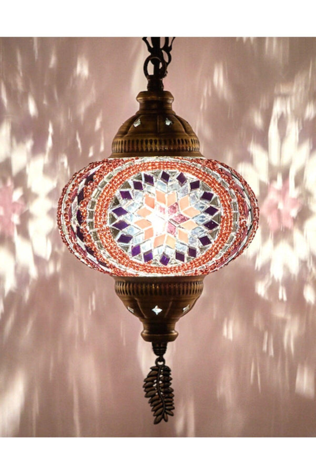 Ottoman Authentic Mosaic Single Ceiling Pendant Lamp Chandelier Night Light, Purple - Swordslife