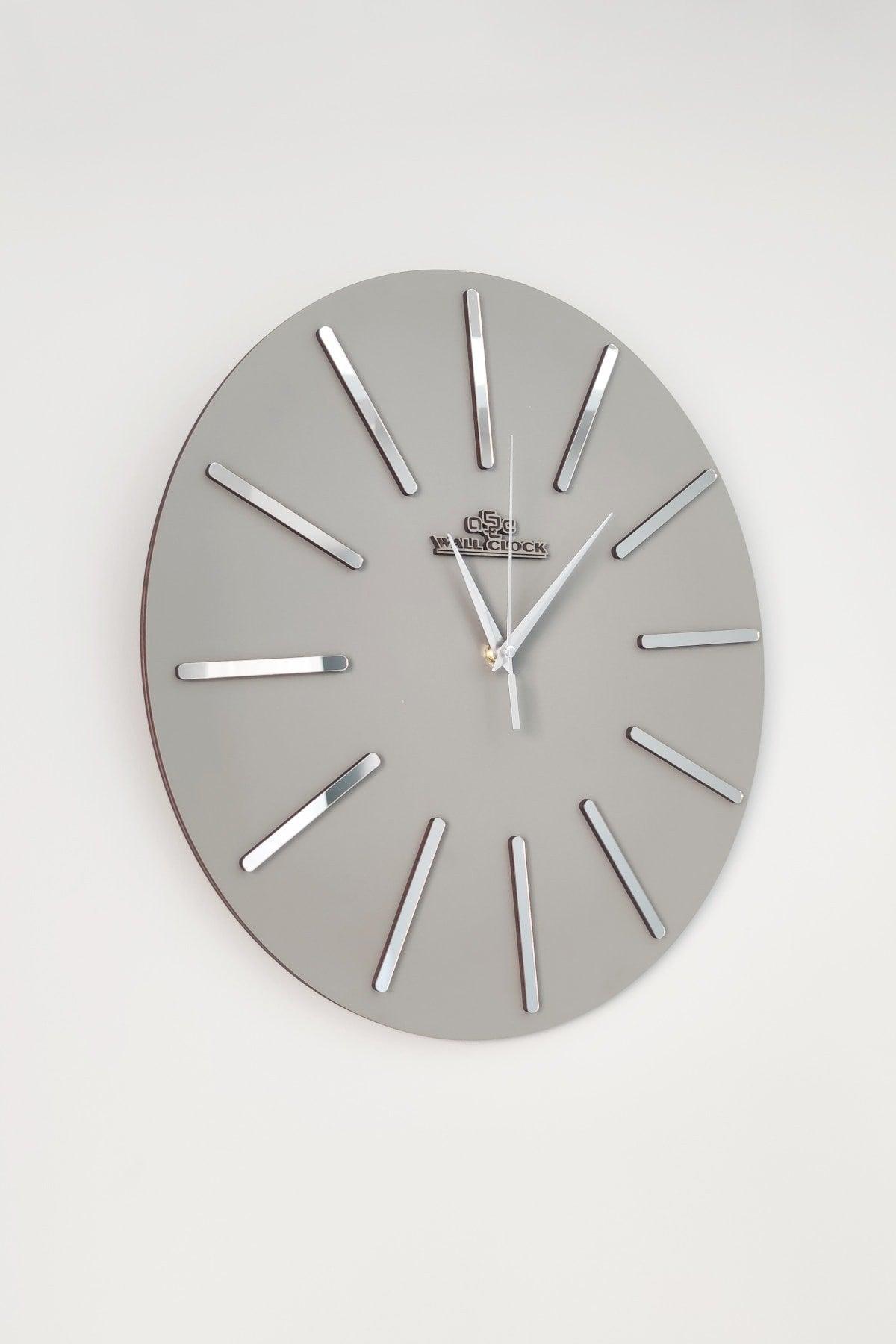 Special Decorative Mirrored Wall Clock Anthracite & Silver Silent Mechanism 37x37cm - Swordslife