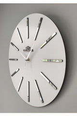 Special Decorative Mirrored Wall Clock White & Silver Silent Mechanism 37x37cm - Swordslife