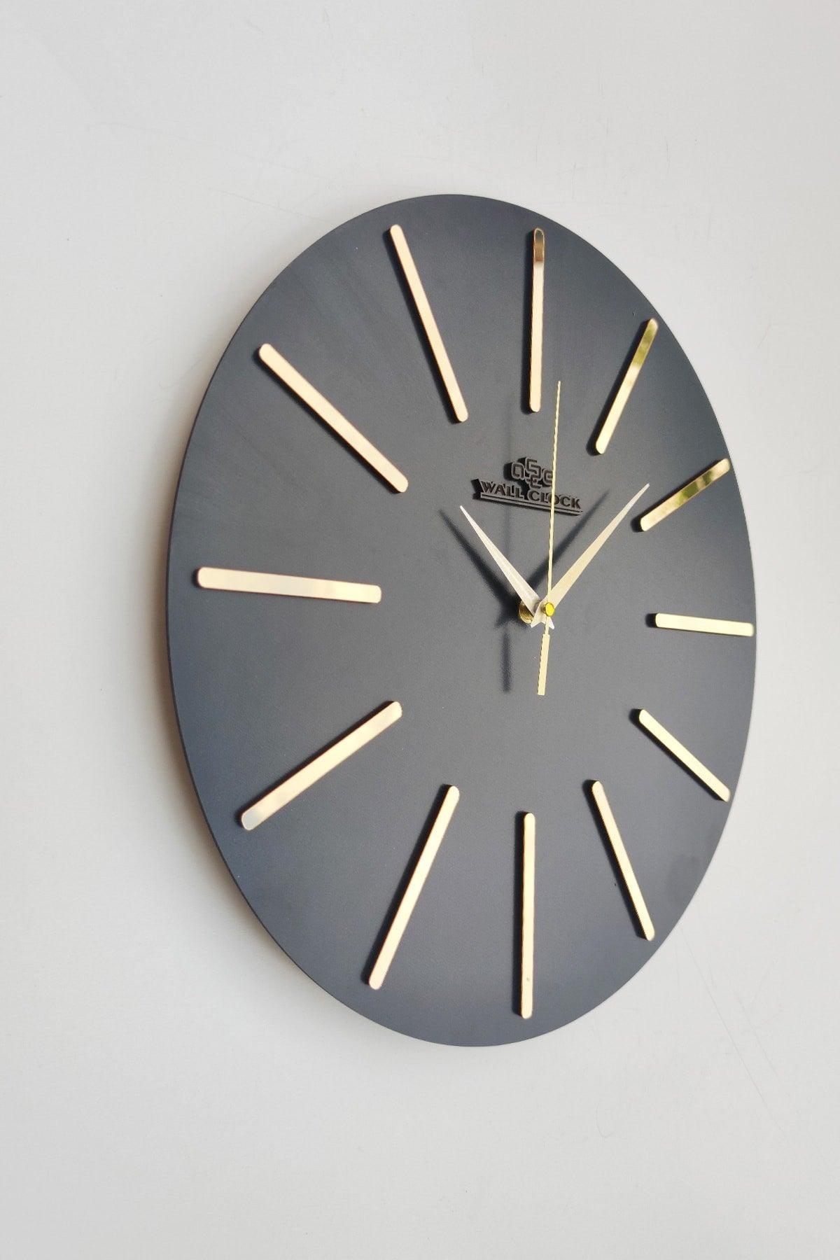 Special Decorative Mirrored Wall Clock Black & Gold Silent Mechanism 37x37cm - Swordslife