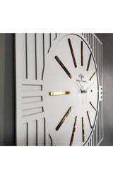 Special Square Line Pattern Decorative White & Gold Special Wall Clock 50x50cm - Swordslife