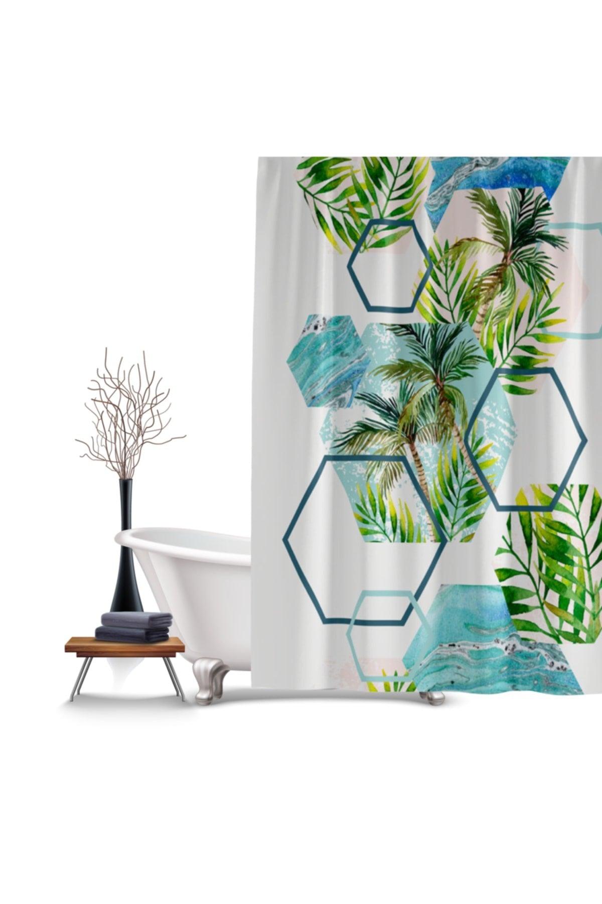 Palm Pattern Bathroom Curtain Colorful Lux Printed Bathroom Shower Curtain 180x200 Shower Curtain - Swordslife