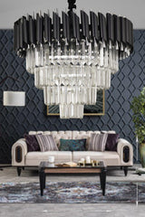 Palmira 50 Pcs Crystal Stone Luxury Chandelier - (black-chrome) - Swordslife