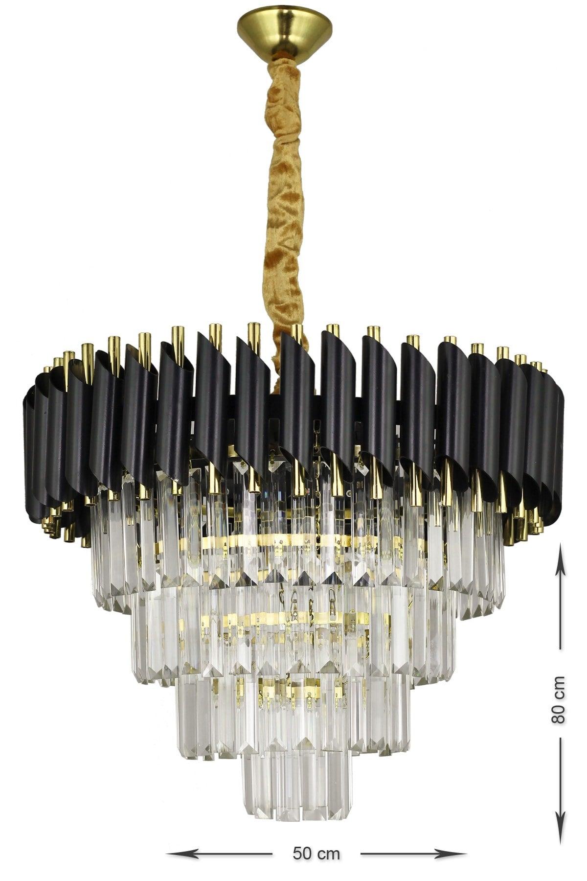 Palmira 50 Pcs Crystal Stone Luxury Chandelier - (black-gold) - Swordslife