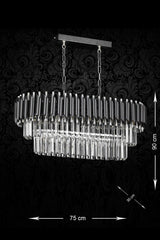 Palmira 75x35 Cm Crystal Stone Luxury Dining Table Top Chandelier 6 - (BLACK-CHROME) - Swordslife