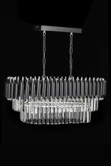 Palmira 75x35 Cm Crystal Stone Luxury Dining Table Top Chandelier 6 - (BLACK-CHROME) - Swordslife