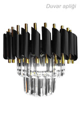 Palmira Crystal Stone Luxury Wall Sconce - (BLACK-GOLD) - Swordslife