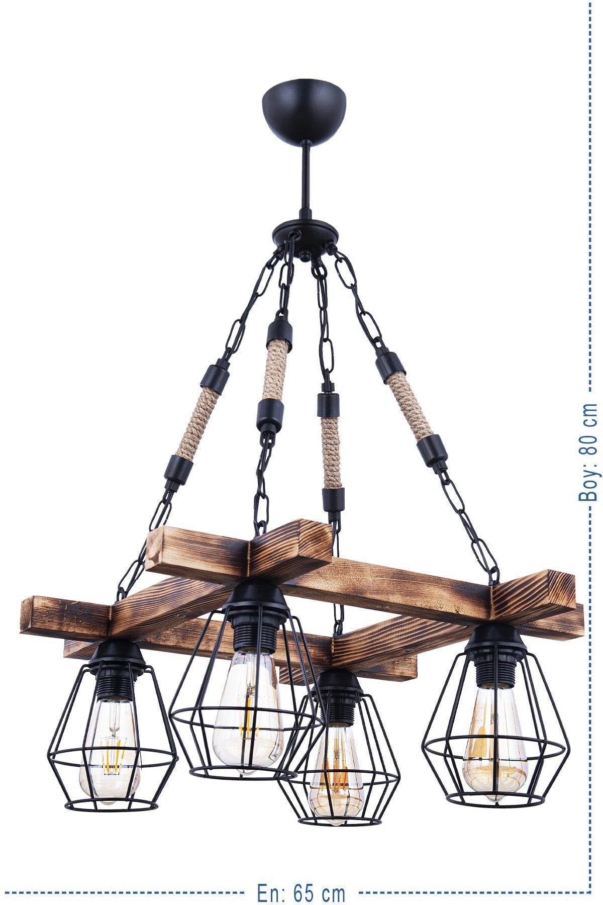 Palmira Wooden 4 Lux Luxury Rope Chandelier (BLACK) - Swordslife