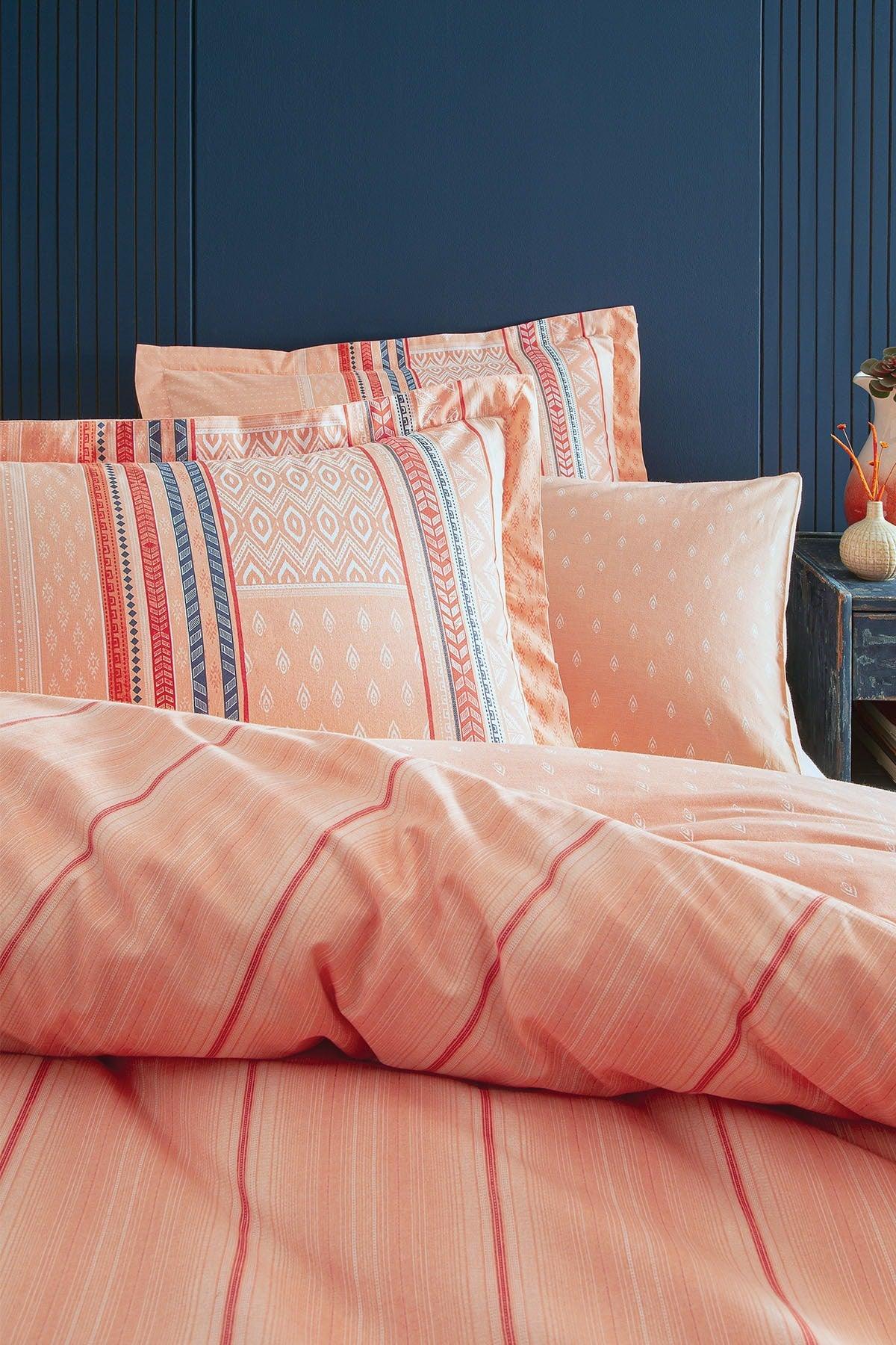 Pamena Ranforce Double Duvet Cover Set - Salmon - Swordslife