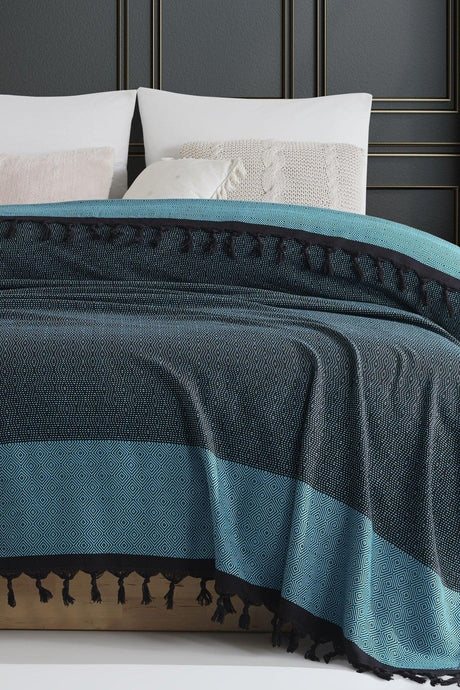 Cotton Double Pique And Bedspread - Melsa Blue - Swordslife