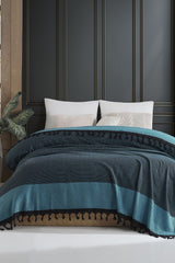 Cotton Double Pique And Bedspread - Melsa Blue - Swordslife