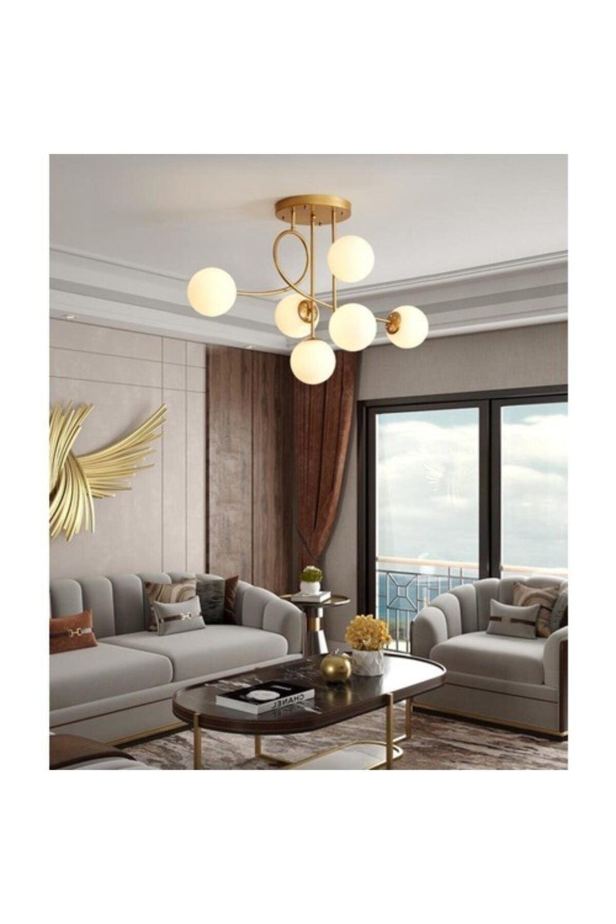 Pare Model Modern Sport Gold 6-Piece Globe White Glass Chandelier - Swordslife