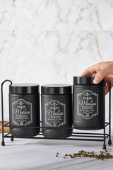 Paris Black 3 Stand Glass Jar Set - Swordslife