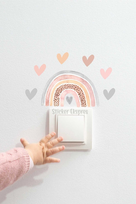 Pastel Rainbow And Hearts Kids Room Socket Sticker - Swordslife