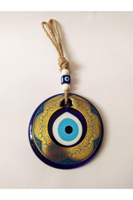 Patterned, Straw Thread 13x13 Cm Glass Evil Eye Beads Wall Ornament - Swordslife