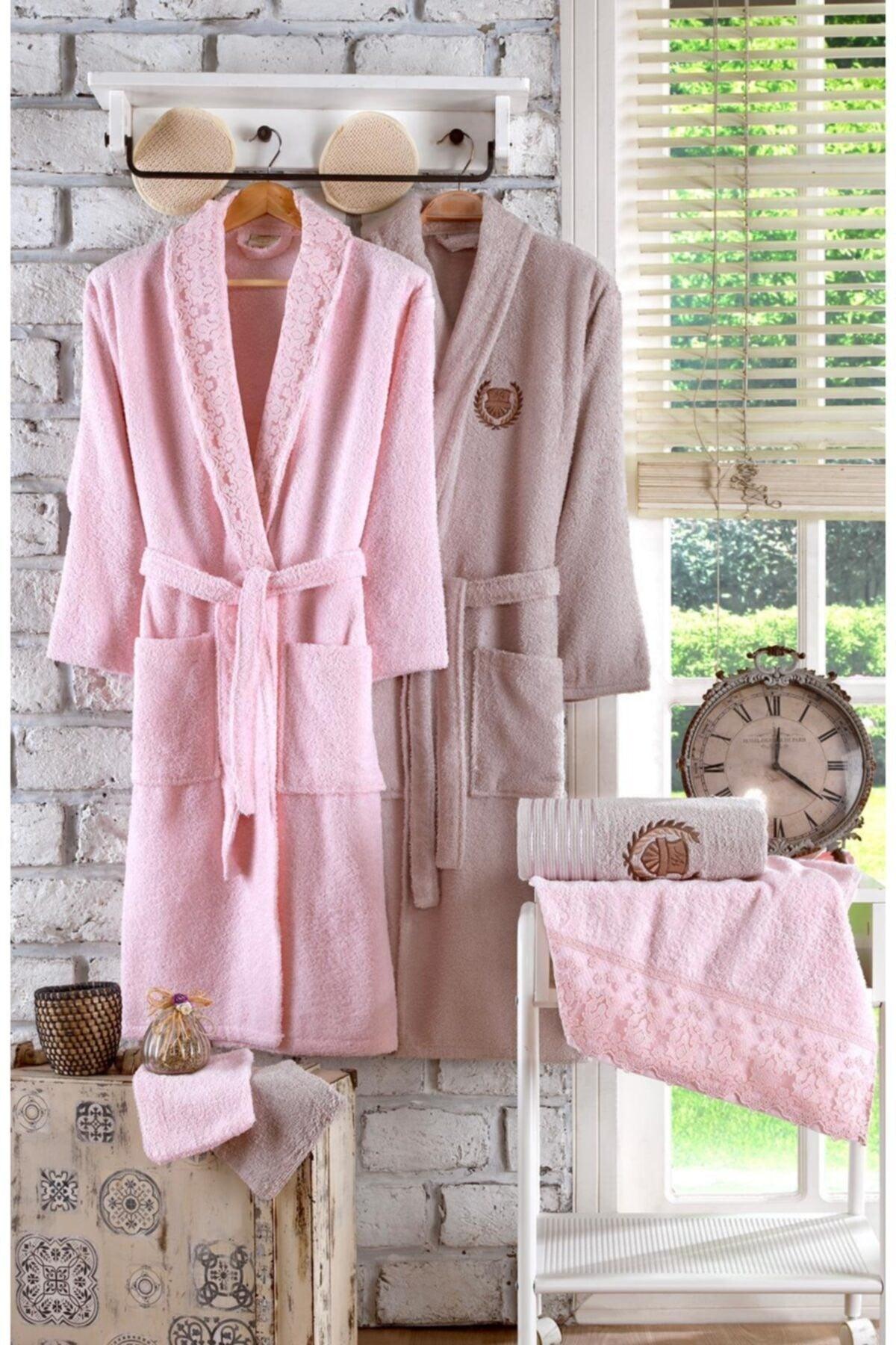 İnci 10 Pieces Dowry Bathrobe Set With Guipure Embroidery - Swordslife