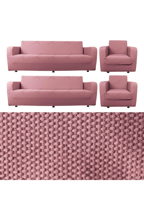 Pink Elastic Flexible Sofa Cover Set 3+3+1+1 Maxi Set - Swordslife