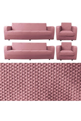 Pink Elastic Flexible Sofa Cover Set 3+3+1+1 Maxi Set - Swordslife