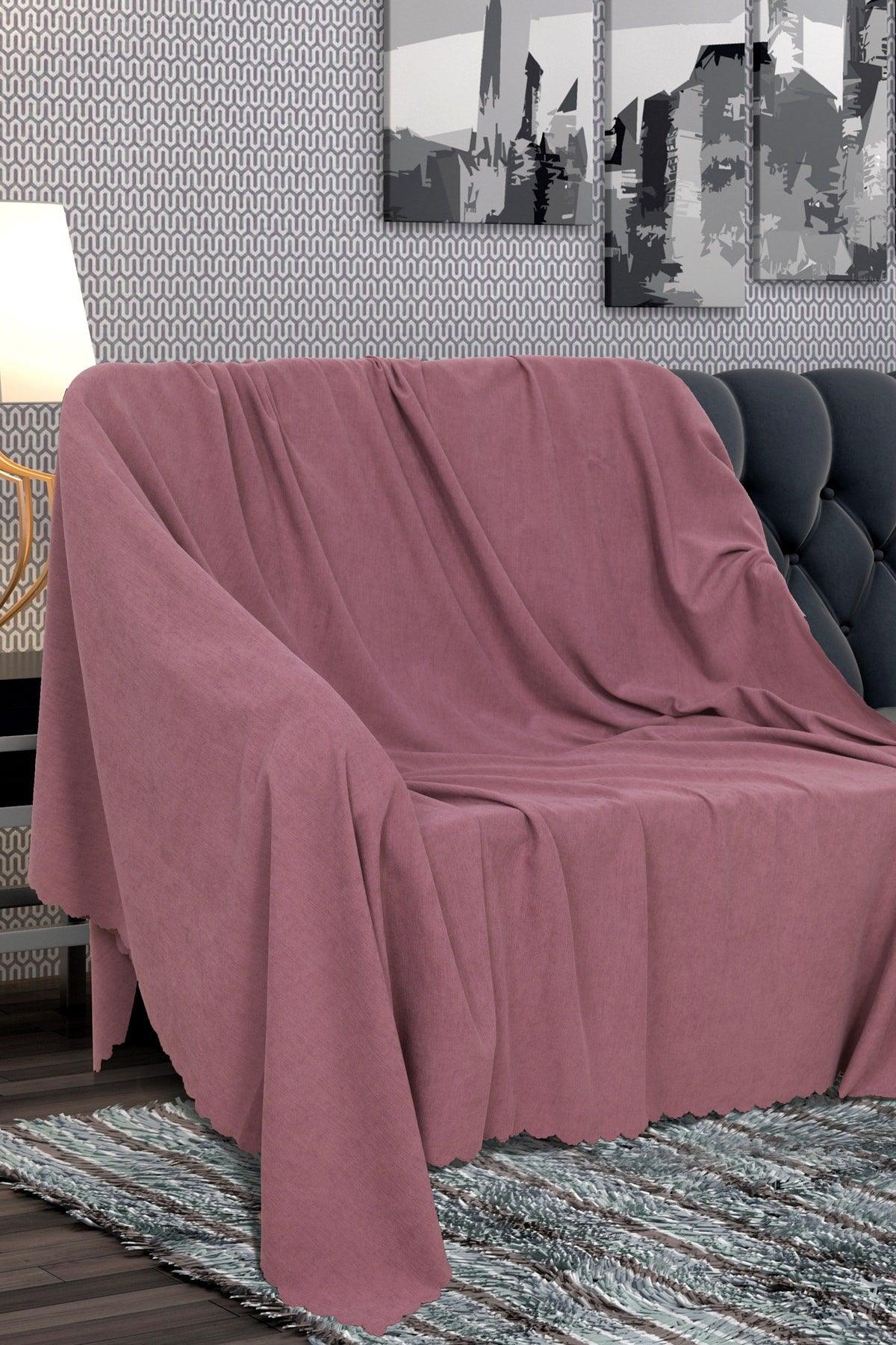 Pink Chenille Double Sided Sofa Sofa Bed Cover Shawl - Swordslife