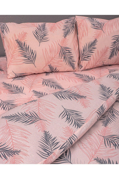 Pink Feather Duvet Cover Set Cotton Fabric Double - Swordslife