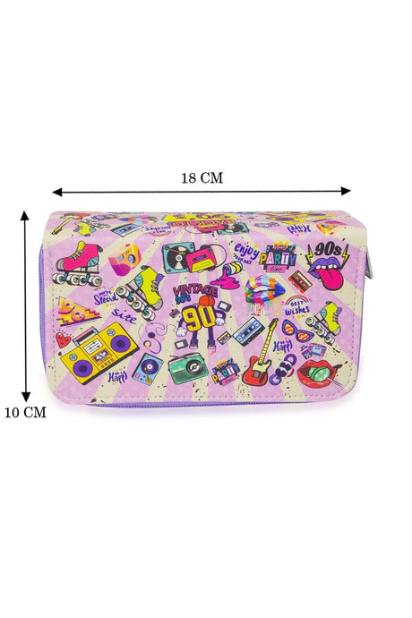 Pencil Case 90's Cute Three Compartment Vegan