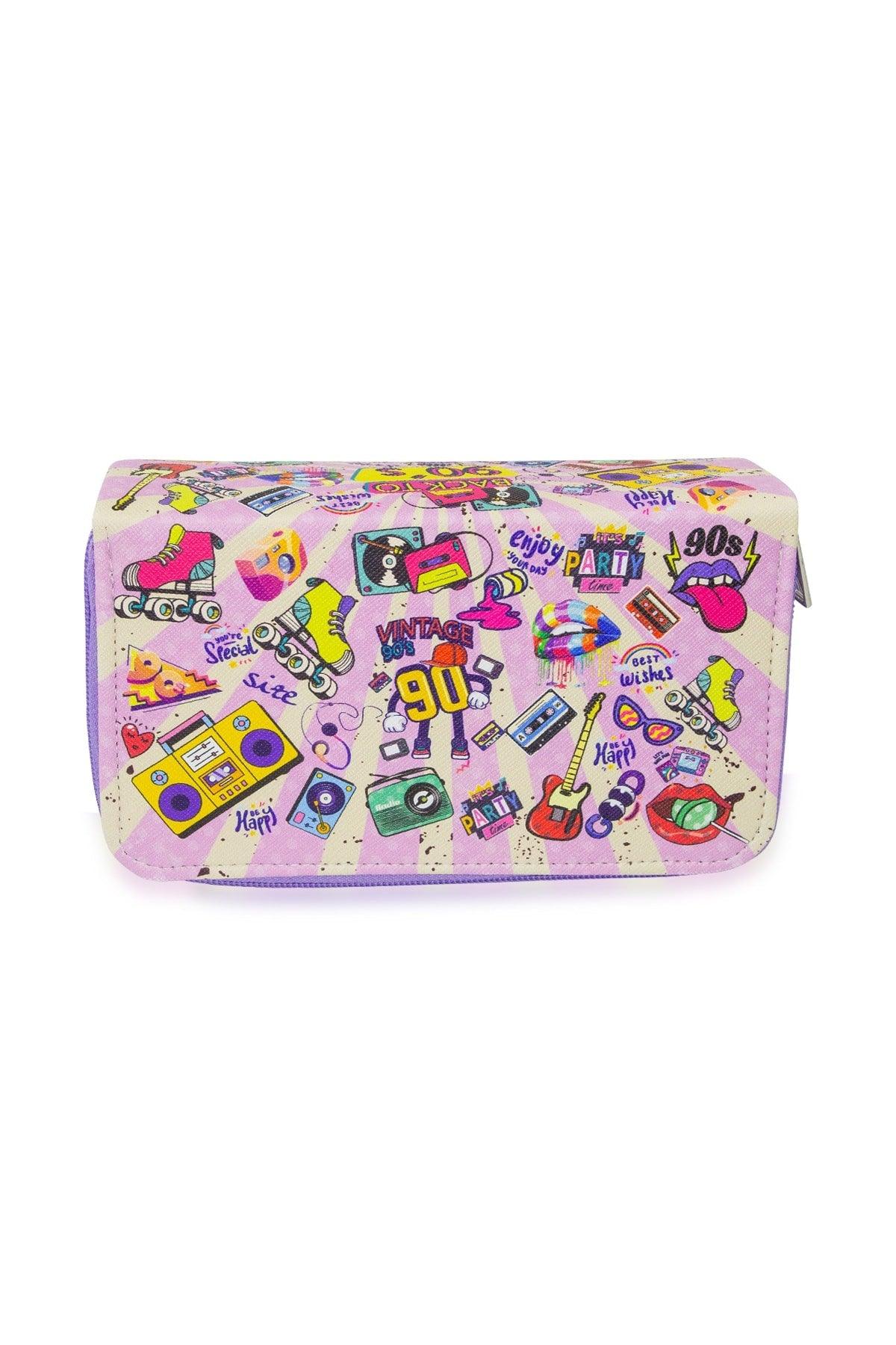 Pencil Case 90's Cute Three Compartment Vegan