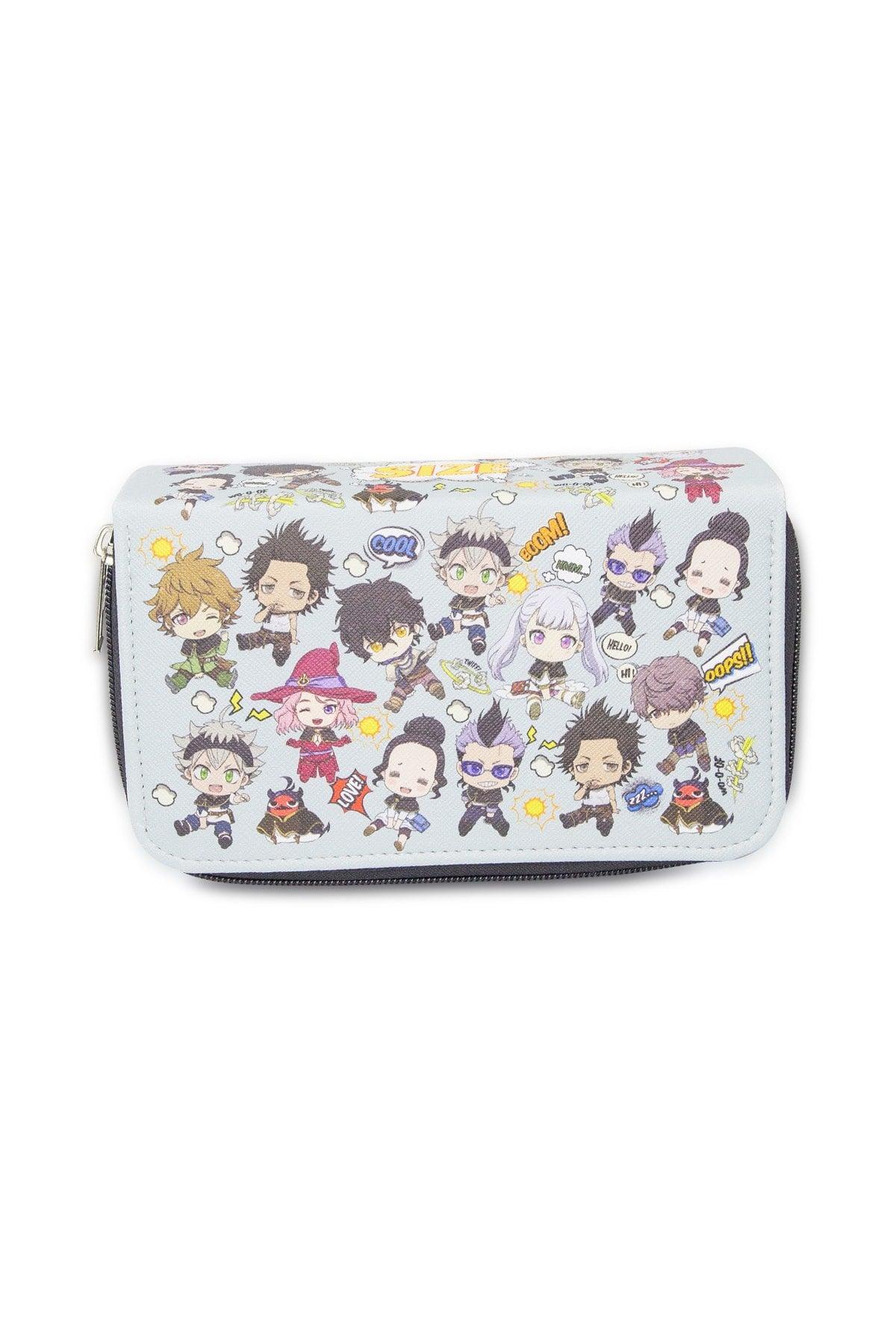 Pencil Case Anime Black Three Compartment Vegan