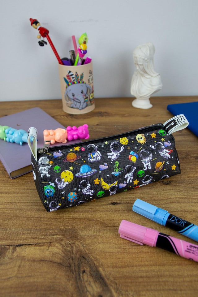 Pencil Case Astronaut Black Themed Triangle