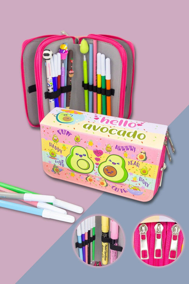 Pencil Case Avocado Kawaii Pattern Orginazer