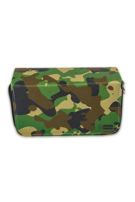 Pencil Case Camouflage Three Compartment Vegan Leather