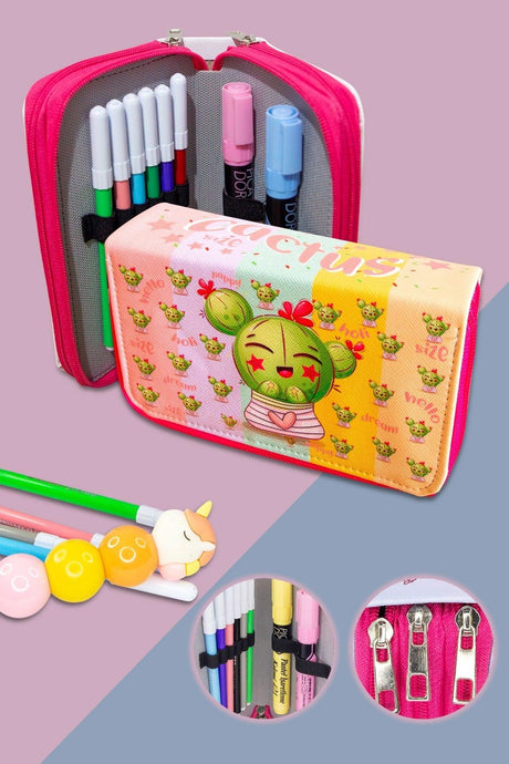 Pencil Case Cactus Kawaii Pattern Orginazer Three