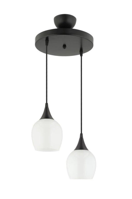 Pendant Lamp 2 Black and White Opaque Glass Chandelier - Swordslife