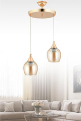 Pendant Lamp 2 Gold Yellow Opaque Glass Chandelier - Swordslife