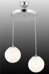 Pendant Lamp 2 Silver White Globe Glass Chandelier - Swordslife