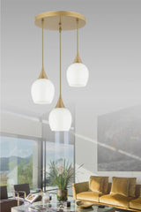 Pendant Lamp 3 Piece Antique Case White Opaque Glass Chandelier - Swordslife