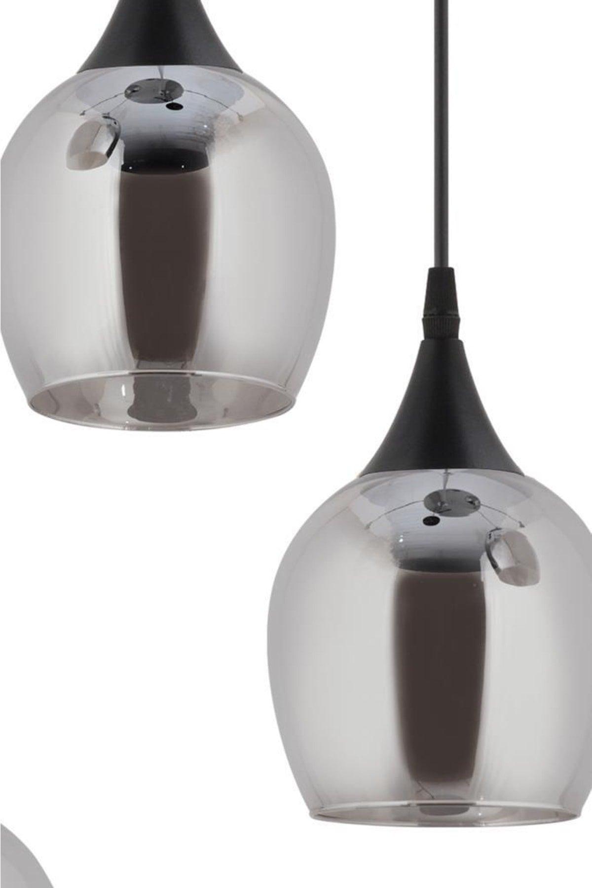 Suspension 3 Piece Black Smoked Opaque Glass Chandelier - Swordslife