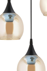 Pendant Lamp 3 Black Yellow Opaque Glass Chandelier - Swordslife