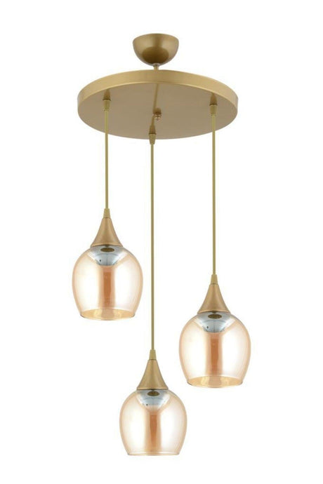 Pendant Lamp 3 Pcs. Tumbled Yellow Opaque Glass Chandelier