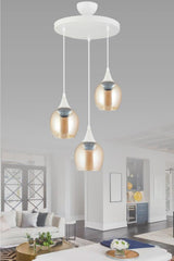 Pendant Lamp 3 Pcs. White Yellow Opaque Glass Chandelier