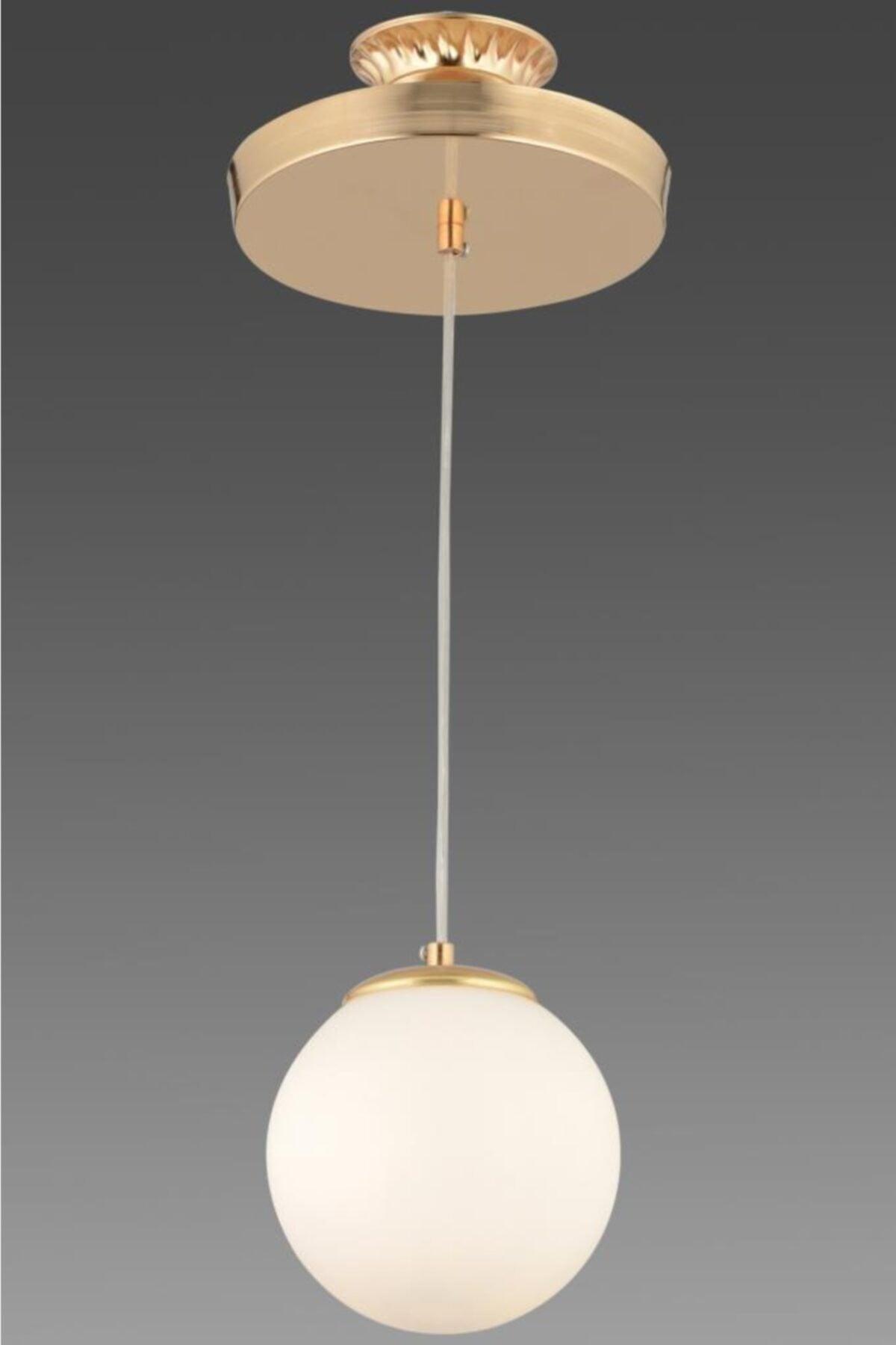 Suspended Single Gold White Globe Glass Chandelier - Swordslife